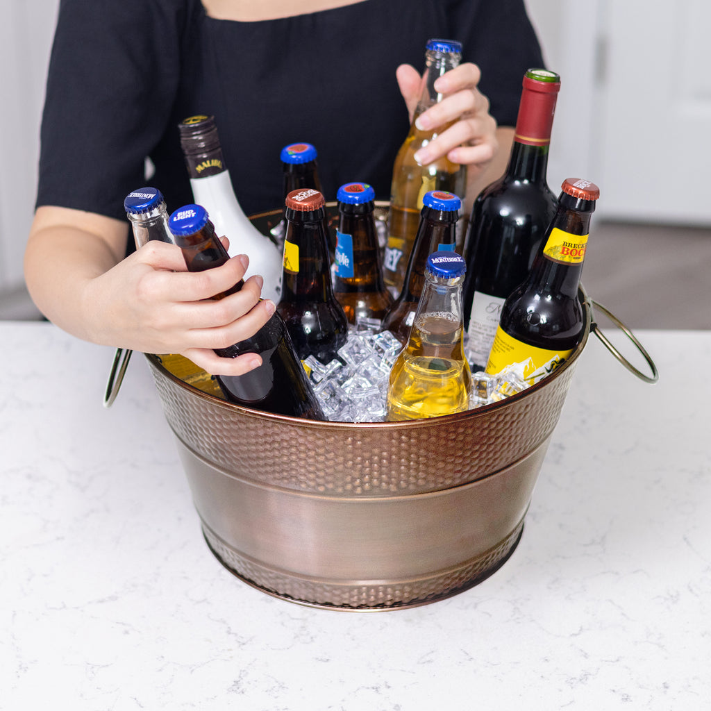 BREKX Personalized Beverage Bucket | 15 Quart Copper-Finish Wine Chiller, Rust-Proof Leak-Proof Ice Bucket - View #8