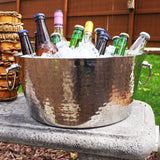 Anchored Double Walled Hammered Steel Beverage Tub
